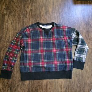 Ralph Lauren Womans Plaid Crewneck Sweatshirt - Red, Blue, Green